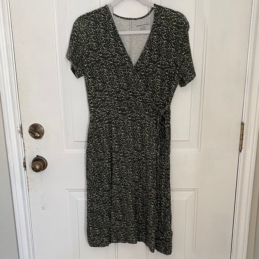 Green Faux-Wrap dress from Amazon Essentials